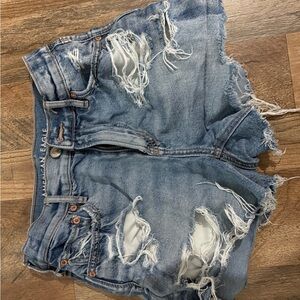 American Eagle Outfitters Blue Distressed Denim Shorts